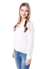 Young gorgeous lady posing in casuals