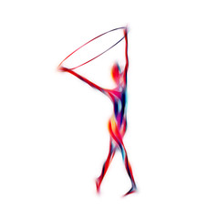 Rhythmic Gymnastics with Hoop Color Silhouette on white background