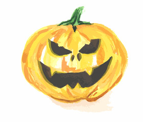 Watercolor scary pumpkin