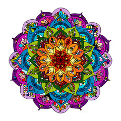 Naklejki  Ozdoba mandali, kolorowy wzór do projektowania