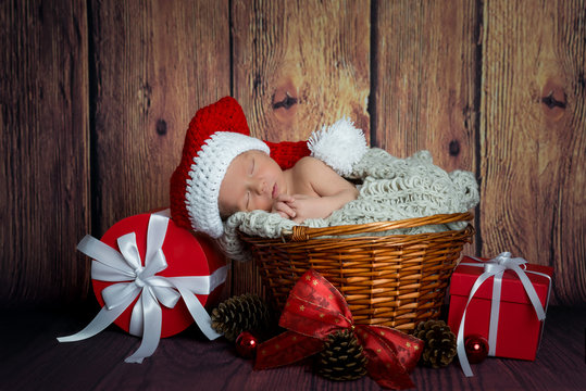 Neugeborenes Baby, Newborn, Vintage, Weihnachten