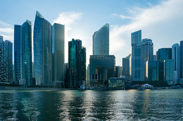 Obraz na płótnie Canvas Skyline of Singapore city. Downtown skyscrapers office buildings of modern megalopolis