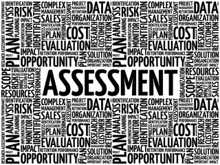 ASSESSMENT word cloud collage, business concept background