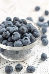 Fresh blueberry in glass bowl