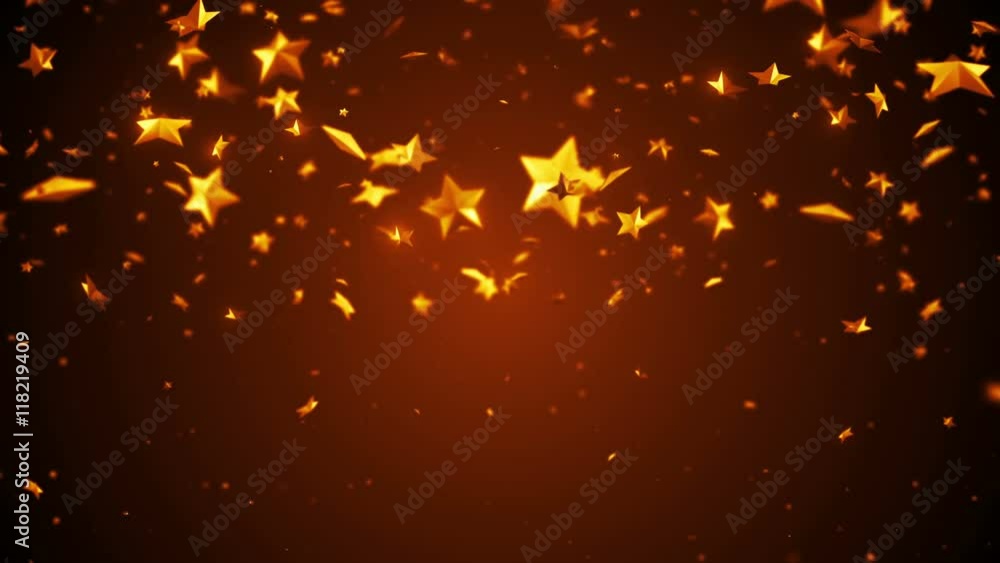 Poster loopable 3d rendering festive bright background with stars shapes and glow effects