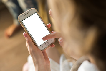 Beautiful young hipster woman using smart phone