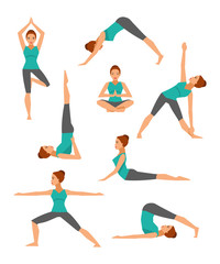 Yoga Set. Vector illustration, flat style