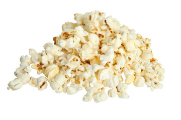 A bunch of popcorn on a white isolated background