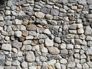 Background of Wall Made from Round rocks
