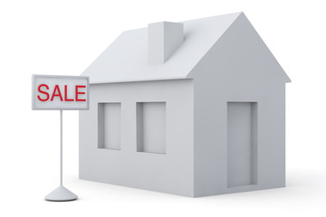 House for sale. 3d render on white