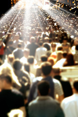 people on busy street