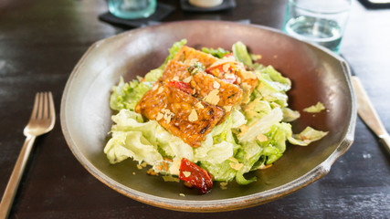 Healthy Cesar Salad with Tempeh