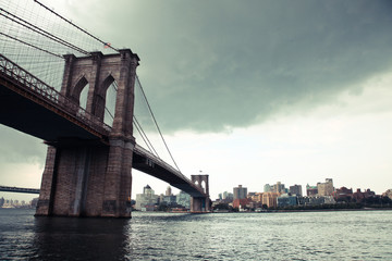 Obraz premium Brooklyn and Manhattan bridges, New York City