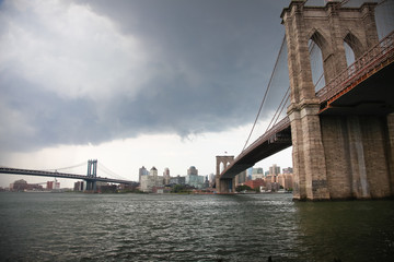 Obraz premium Mosty Brooklyn i Manhattan, Nowy Jork