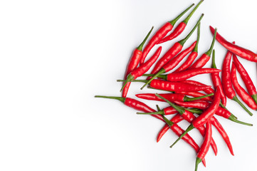Red hot chili peppers on white background