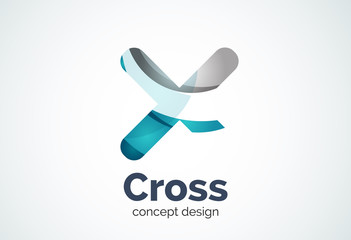 X cross logo template, rotated plus, medical or letter concept