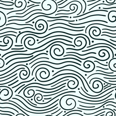Fototapeta na wymiar Hand-drawn waves seamless pattern