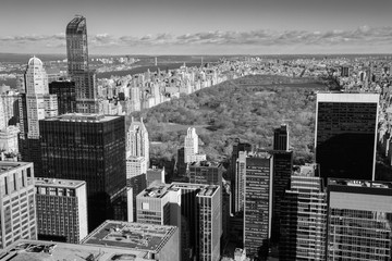 New York - aerial view of Central Park and office skyscrapers
