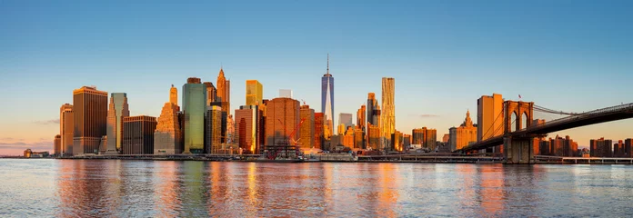 Papier Peint photo Lavable New York Panorama de la ville de New York - Manhattan au petit matin