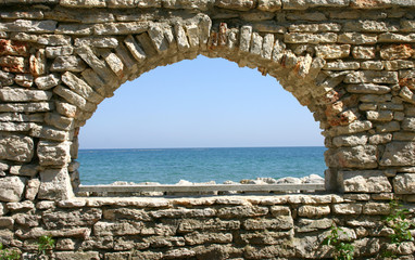 stone window overlooking the sea