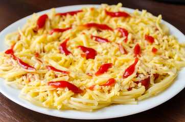 plate with spaghetti