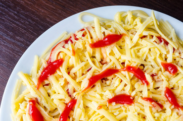 plate with spaghetti