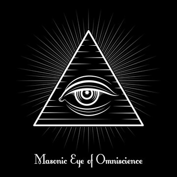 Omniscience vector icon. All seeing eye monochrome symbol