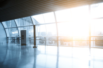 cityscape and skyline of modern city through windows