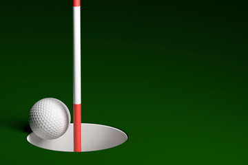 Golf Ball Hole In One, 3D Rendering