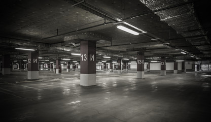 Empty parking lot wall. Urban industrial background