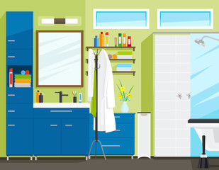 Bathroom interior or toilet room interior vector illustration