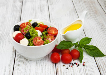 salad with mozarella cheese and vegetables