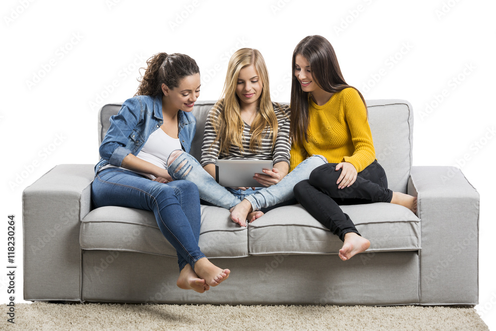 Wall mural Teenage girls at home