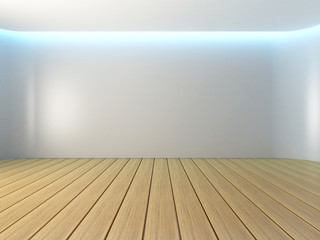 Empty room white curve wall