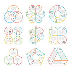 Vector line circle, triangular, hexagonal, pentagonal business infographics