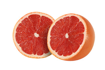 Naklejka na ściany i meble cut grapefruit fruits isolated on white background with clipping