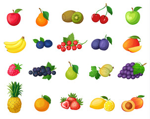 Vector set of icons fruits