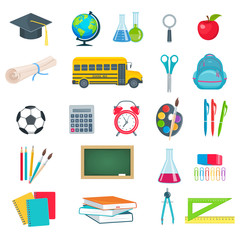 back to school education icons set