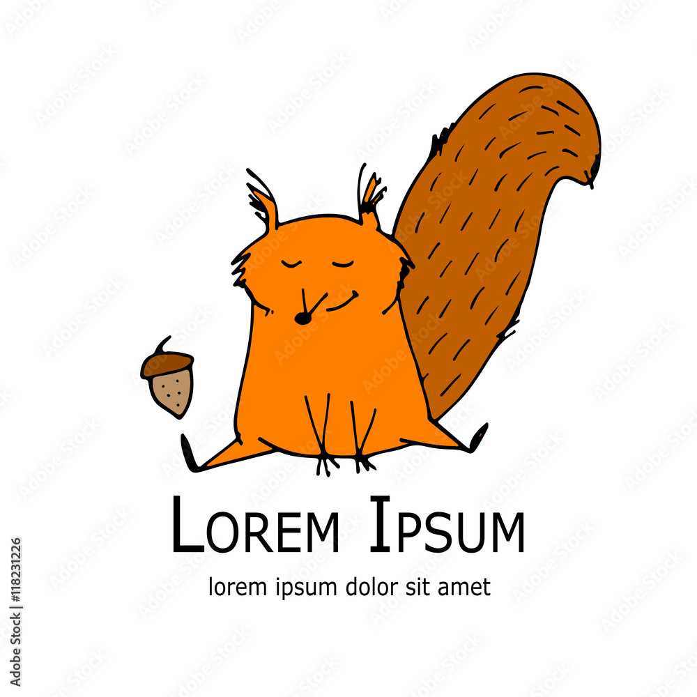 Aufkleber funny squirrel with nut for your design