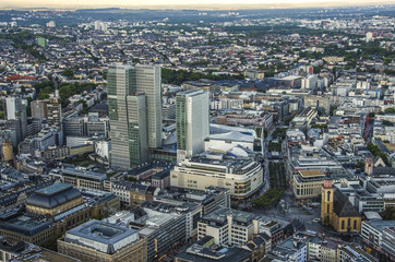 Naklejka na ściany i meble Modern skyline of Frankfurt, Germany financial business district.