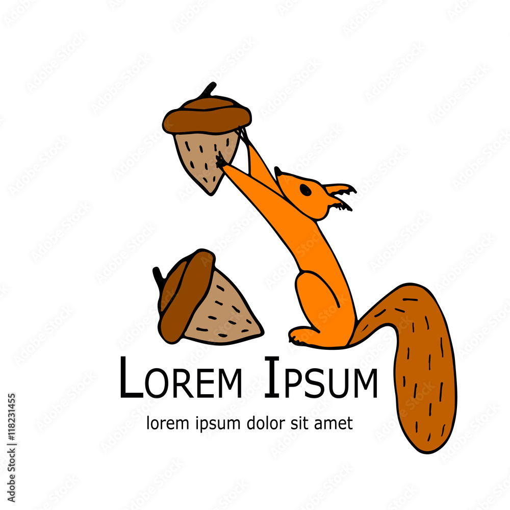 Aufkleber funny squirrel with nut for your design