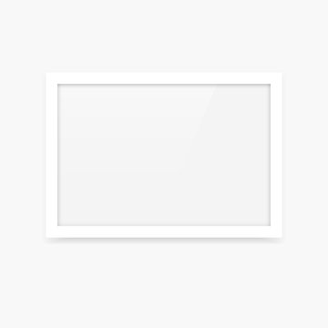 Simple clean white vector blank photo frame mockup with horizontal landscape orientation (3x2)
