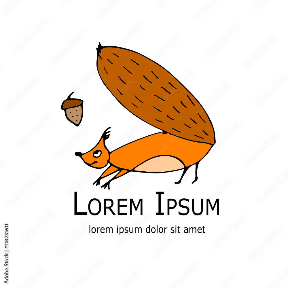 Aufkleber funny squirrel with nut for your design