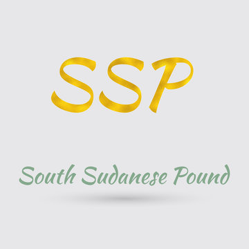 Golden South Sudanese Pound Symbol