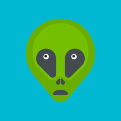 Green cartoon aliens head isolated. Vector illustration.