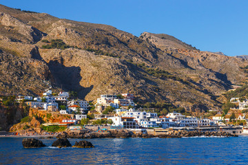 Small town Chora Sfakion, south of Crete, Greece