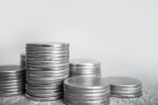 rows of coins for finance and banking concept

