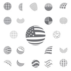 Spherical gray color symbols USA Flag