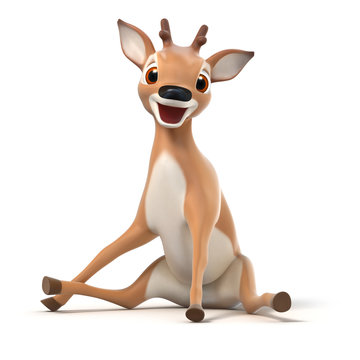 surprized little cartoon fawn