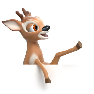 little cartoon fawn shows something